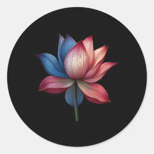 Pegatina Redonda Hermoso azul rojo blanco Lotus Kamala Presidencial
