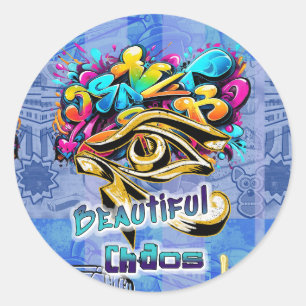 Pegatina Redonda Hermoso caos, redondo