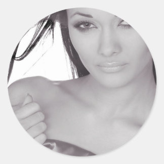 Pegatina Redonda hermoso chica