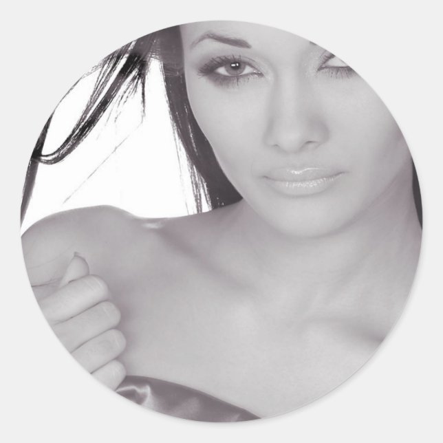 Pegatina Redonda hermoso chica (Anverso)