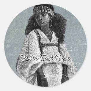 Pegatina Redonda Hermoso Chica africano