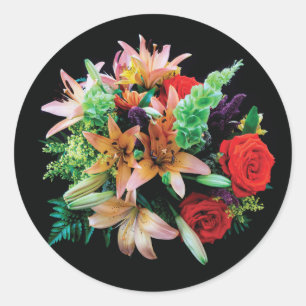 Pegatina Redonda Hermoso Cojín decorativo de flores