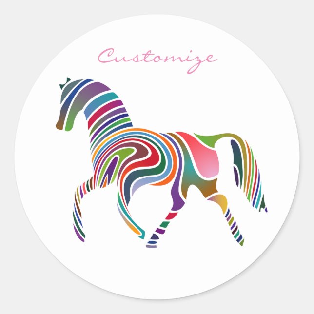 Pegatina Redonda Hermoso color arcoiris Caballo Thunder_Cove (Anverso)