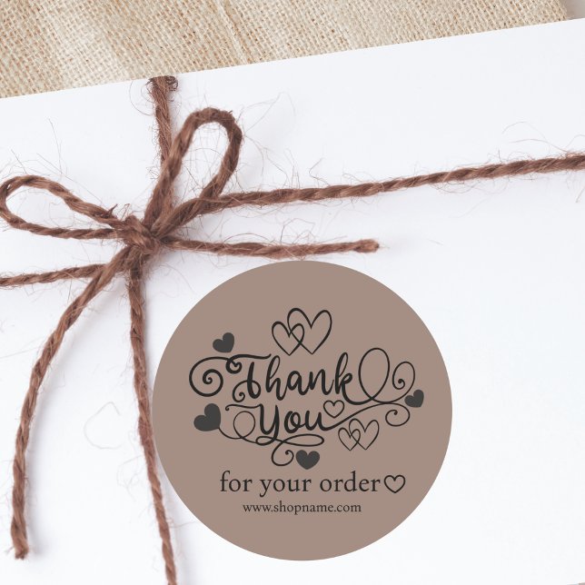 Pegatina Redonda Hermoso Cute Boho Brown Gracias Por Tu Orden (Subido por el creador)