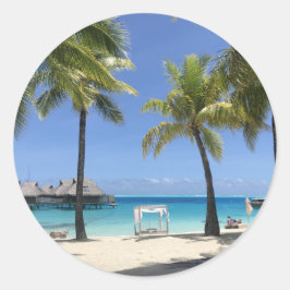 Pegatina Redonda Hermoso destino de playa tropical