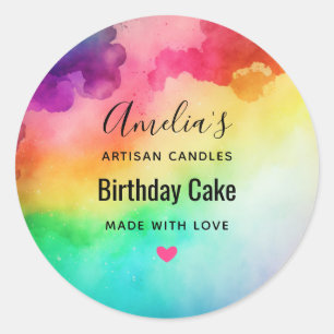 Pegatina Redonda Hermoso diseño abstracto de colores arcoiris