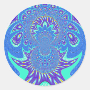 Pegatina Redonda Hermoso diseño de arte vectorial kaleidoscopio azu