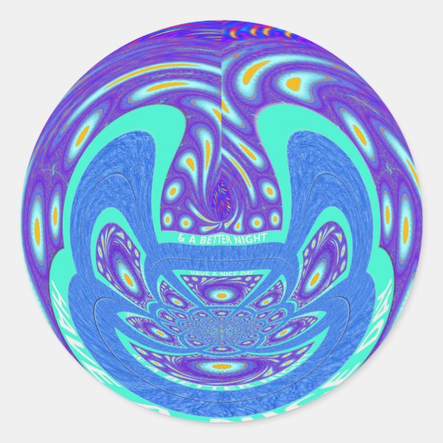 Pegatina Redonda Hermoso diseño de arte vectorial kaleidoscopio azu (Anverso)