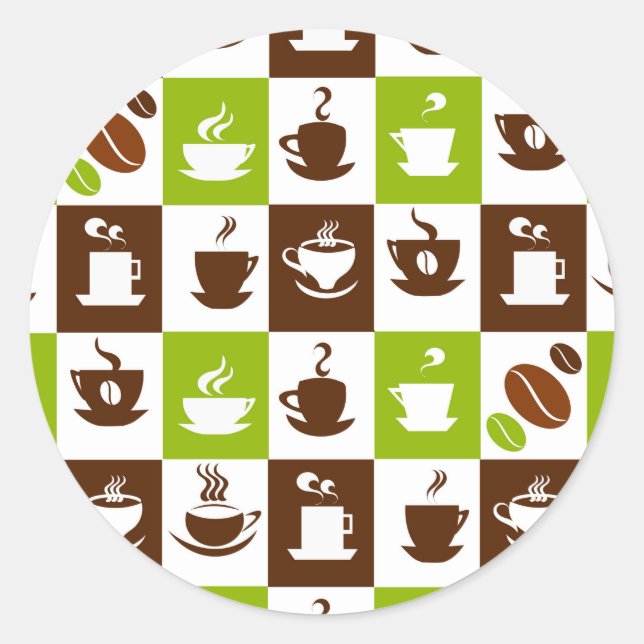 Pegatina Redonda Hermoso diseño de café expreso (Anverso)