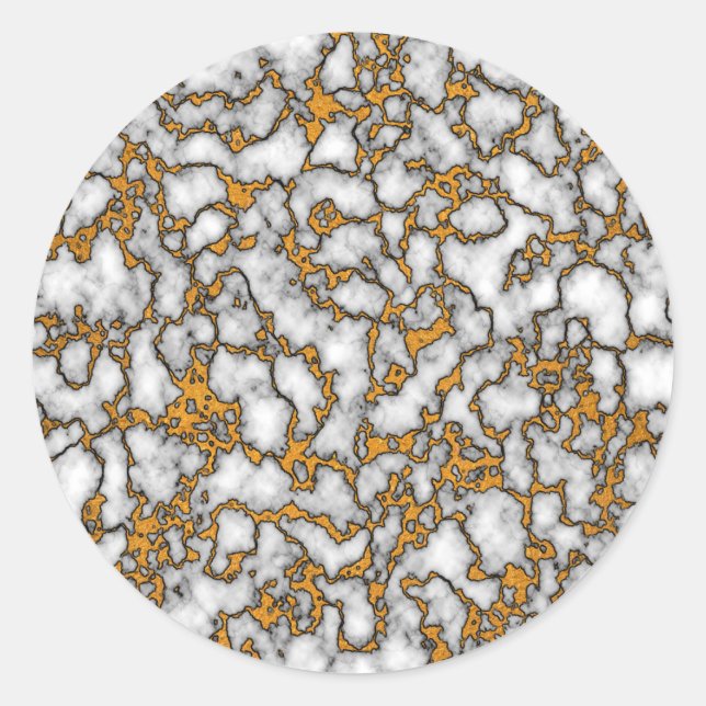 Pegatina Redonda Hermoso diseño de textura de mármol blanco y dorad (Anverso)