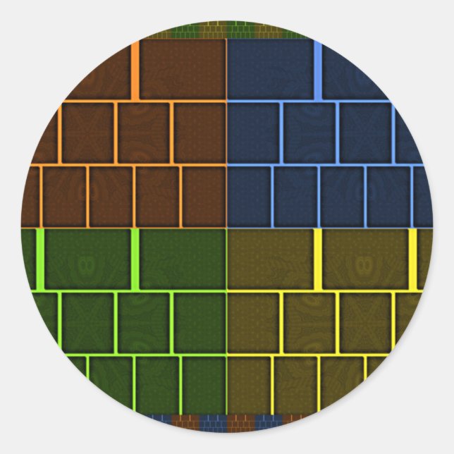 Pegatina Redonda Hermoso diseño geométrico en color arcoiris (Anverso)