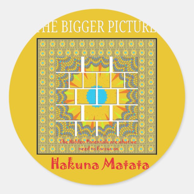 Pegatina Redonda Hermoso diseño gráfico amarillo dorado (Anverso)