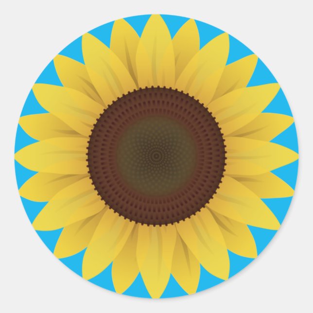 Pegatina Redonda Hermoso girasol de verano (Anverso)