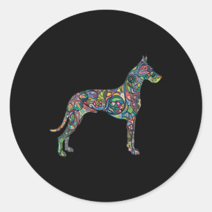 Pegatina Redonda Hermoso Gran Perro Perro Perro Totem Tattoo Art Ho