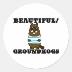 Pegatina Redonda Hermoso/Groundhogs
