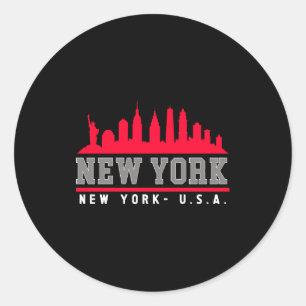 Pegatina Redonda hermoso horizonte de la ciudad de Nueva York