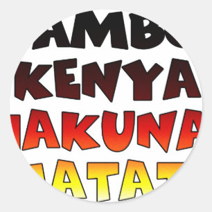 Pegatina Redonda Hermoso Jambo Kenia Hakuna Matata Arte Encantador