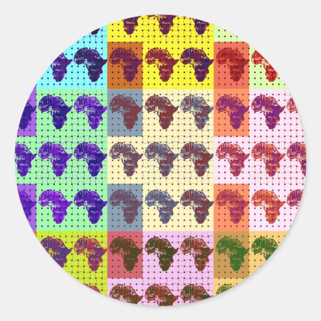 Pegatina Redonda Hermoso mapa africano de arte de Papanicolau revis (Anverso)