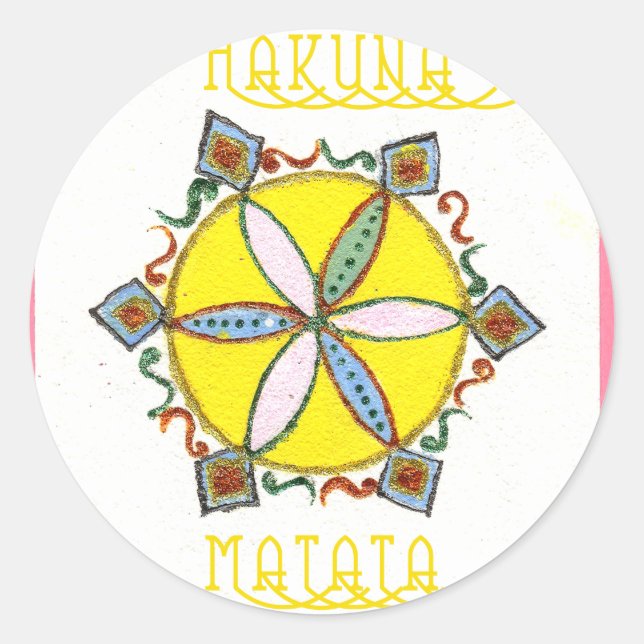 Pegatina Redonda Hermoso patrón de vectores florales estelares Insp (Anverso)