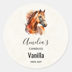 Pegatina Redonda Hermoso retrato de acedera de caballo - Vela