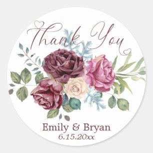 Pegatina Redonda Hermoso Rosa romántico Boda de pulverización graci