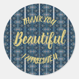 Pegatina Redonda Hermoso Sticker de Agradecimiento de la Poeta Adie