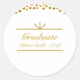 Pegatina Redonda Hermoso sticker de graduado dorado