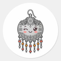 Hermoso Stickers de Pendientes de Plata Kawaii Ama