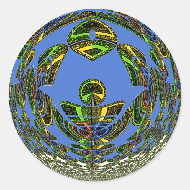Pegatina Redonda Hermoso vector étnico tradicional africano azul (Anverso)