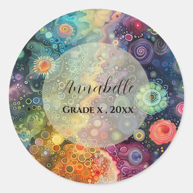 Pegatina Redonda Hermoso y colorido regreso a la escuela (Anverso)