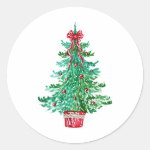 Pegatina Redonda Hermosos adornos de árbol de navidad