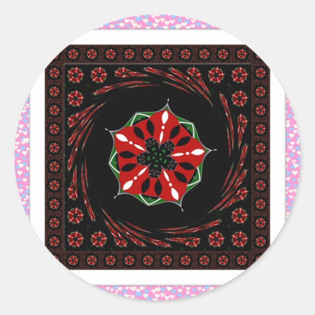 Pegatina Redonda Hermosos corazones blancos rosados de diseño de am (Anverso)