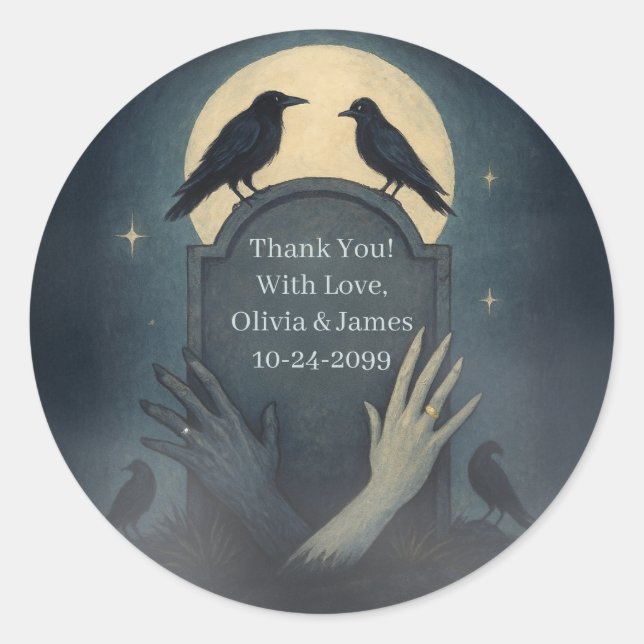 Pegatina Redonda Hermosos deportistas de matrimonio gótico bajo la  (Anverso)