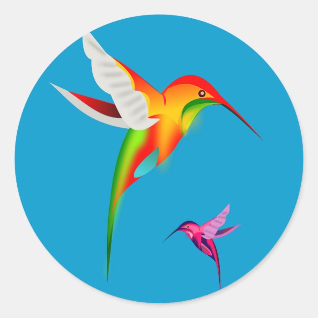Pegatina Redonda Hermosos Hummingbirds (Colibri) (Anverso)