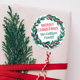 Pegatina Redonda Hermosos Navidades escribieron Feliz Navidad desde