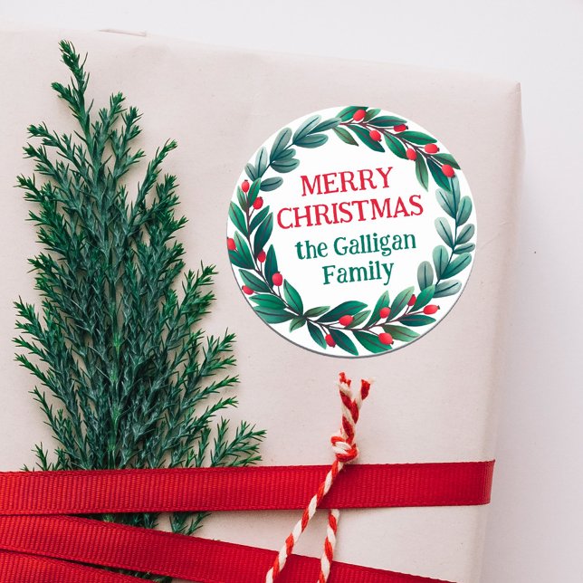 Pegatina Redonda Hermosos Navidades escribieron Feliz Navidad desde (Subido por el creador)