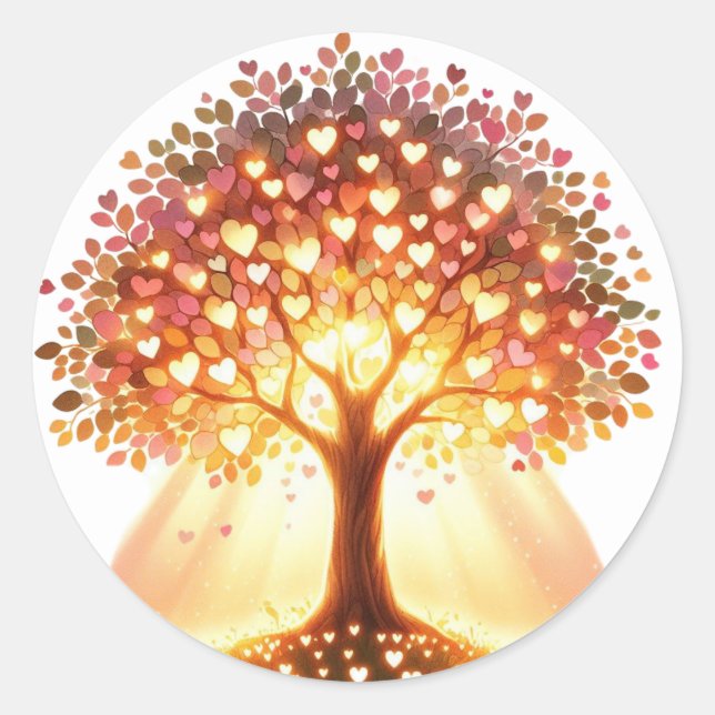 Pegatina Redonda Hermosos Pegatinas de árboles con forma de corazón (Anverso)