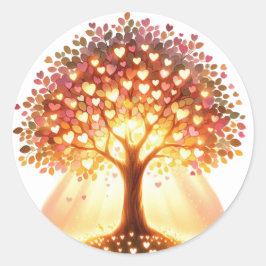 Pegatina Redonda Hermosos Pegatinas de árboles con forma de corazón