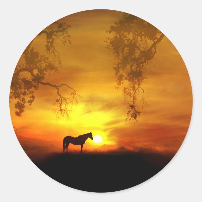Pegatina Redonda Hermosos Pegatinas de arte ecuestre (Anverso)