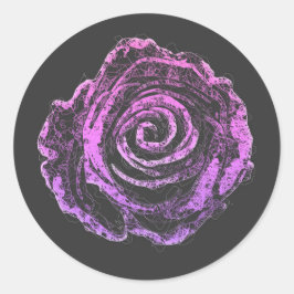 Pegatina Redonda hermosos pétalos de rosa delinear el arte de la lí