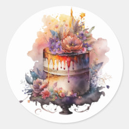 Pegatina Redonda Hermosos Stickers para Torta