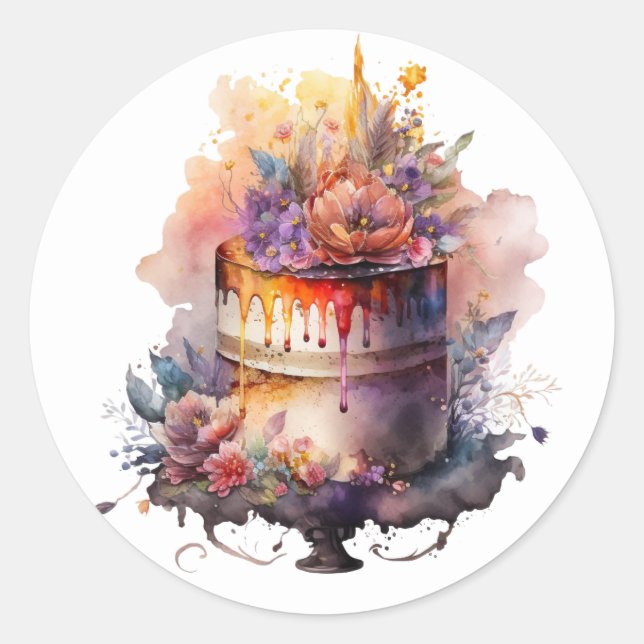 Pegatina Redonda Hermosos Stickers para Torta (Anverso)