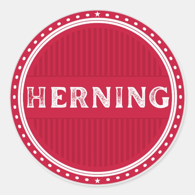 Pegatina Redonda Herning City Pride Emblem – Danish Identity (Anverso)