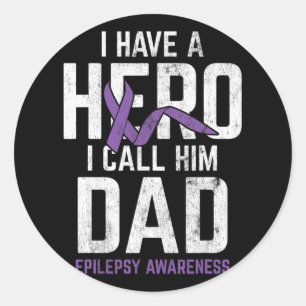 Pegatina Redonda Hero Dad Epilepsia Epilepsia Epilepsia Awareness E