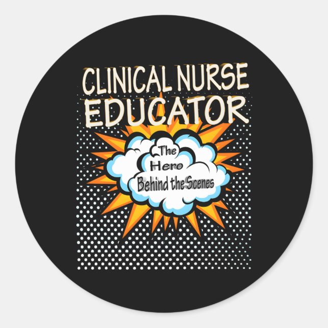 Pegatina Redonda Hero Job de profesor de enfermería clínica (Anverso)