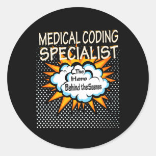 Pegatina Redonda Hero Job, especialista en codificación médica