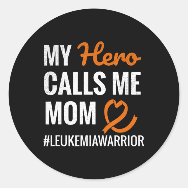 Pegatina Redonda Hero Me Llama Mamá Leukemia Guerrera Leukemia Awar (Anverso)