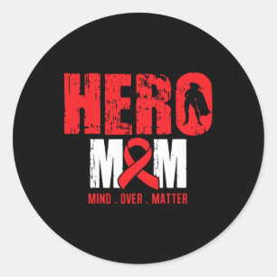 Pegatina Redonda Hero Mom- Sickle Cell Anemia Awareness Supporter R