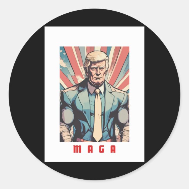 Pegatina Redonda Hero Trump (Anverso)