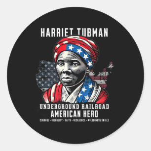 Pegatina Redonda Héroe americano del ferrocarril subterráneo Harrie